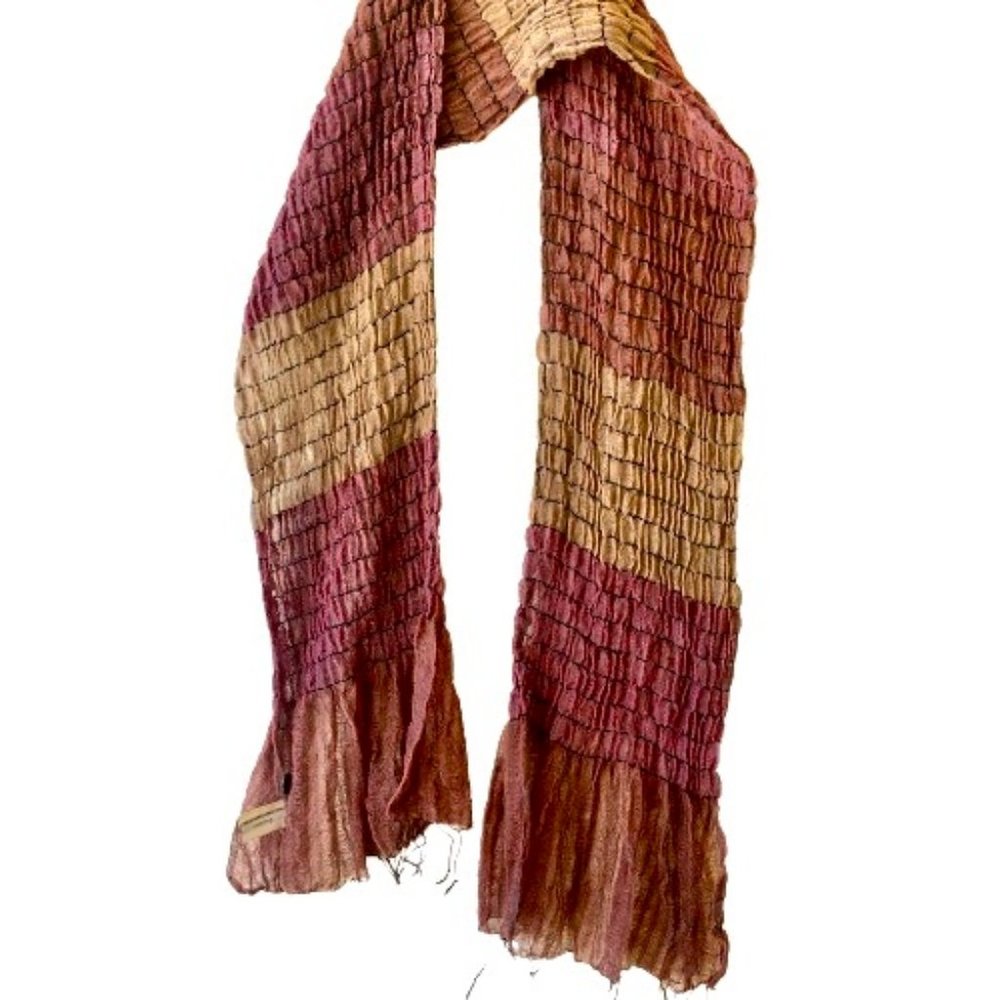 Christian Livingston Scarf WOOL + SILK Fringe Island Imports Vintage New